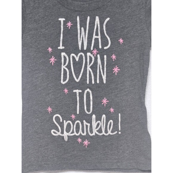 Evy Of California Charcoal Grey Girl "I Was Born To Sparkle" T-shirt Size 6/6X - Picture 2 of 6